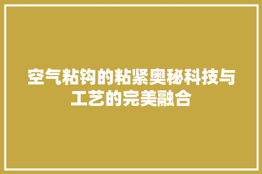 空气粘钩的粘紧奥秘科技与工艺的完美融合 水电维修