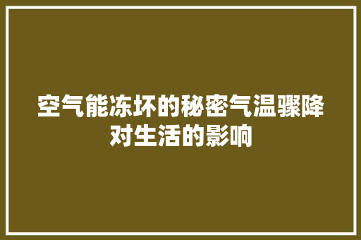 空气能冻坏的秘密气温骤降对生活的影响 热水器