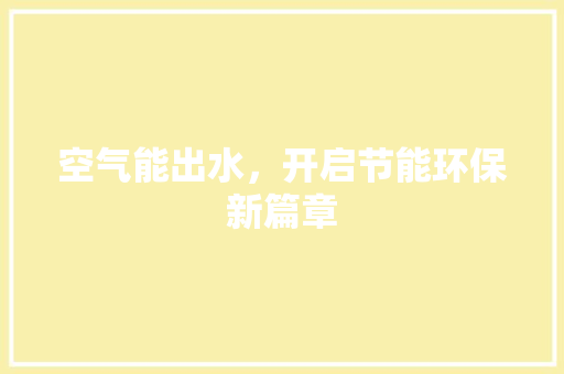 空气能出水，开启节能环保新篇章 热水器