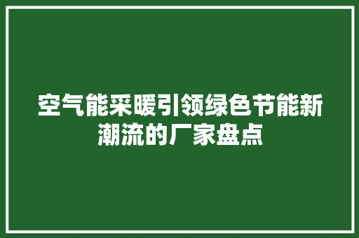 空气能采暖引领绿色节能新潮流的厂家盘点 水电维修