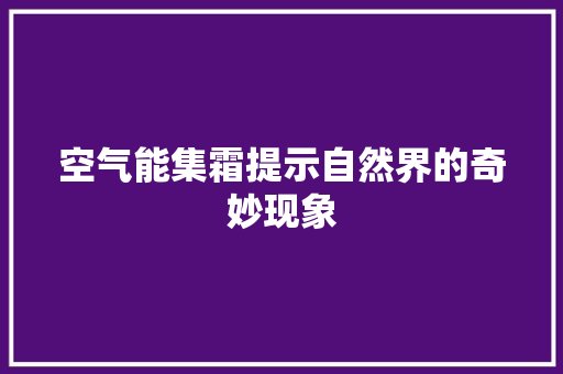 空气能集霜提示自然界的奇妙现象 贴膜