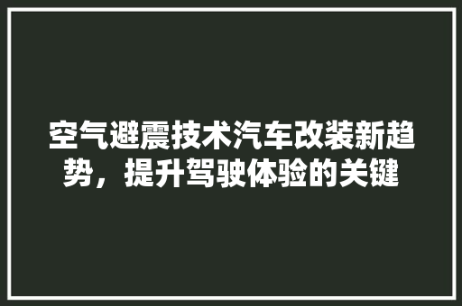 空气避震技术汽车改装新趋势，提升驾驶体验的关键 贴膜