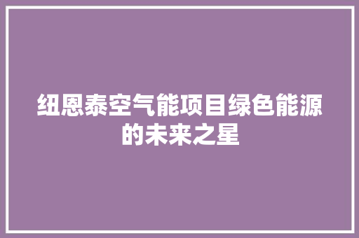 纽恩泰空气能项目绿色能源的未来之星 龙头管件