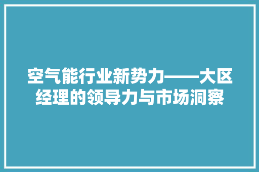 空气能行业新势力——大区经理的领导力与市场洞察 空调