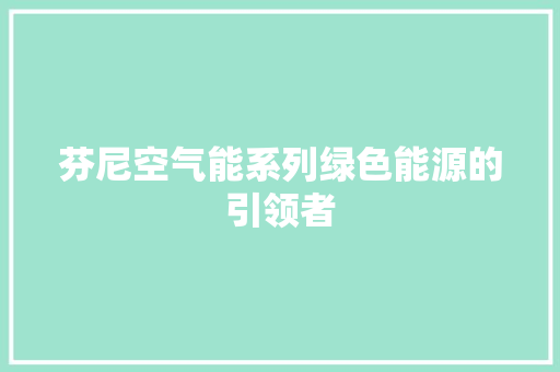 芬尼空气能系列绿色能源的引领者 水电维修