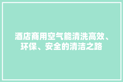 酒店商用空气能清洗高效、环保、安全的清洁之路 家居维修