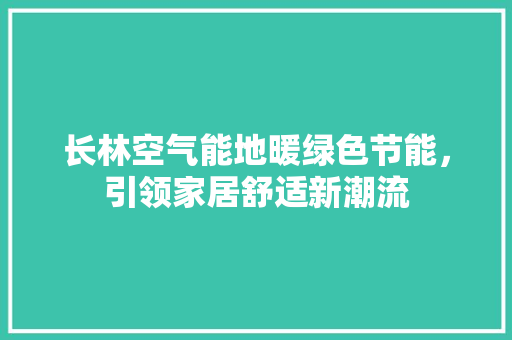 长林空气能地暖绿色节能，引领家居舒适新潮流 清洁保养