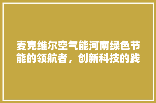 麦克维尔空气能河南绿色节能的领航者，创新科技的践行者 热水器