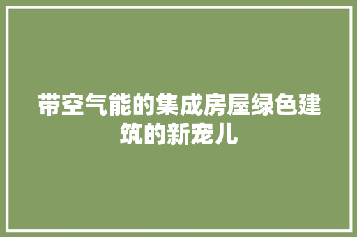 带空气能的集成房屋绿色建筑的新宠儿 家电维护