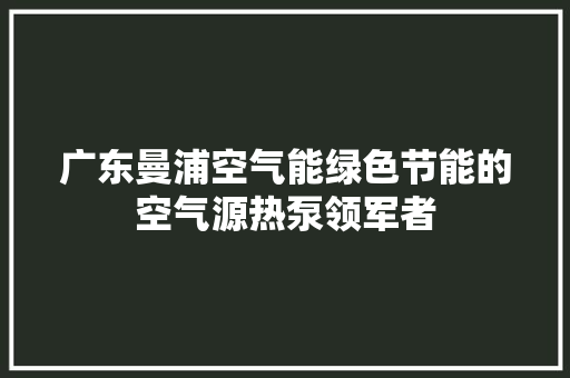 广东曼浦空气能绿色节能的空气源热泵领军者 翻新改色