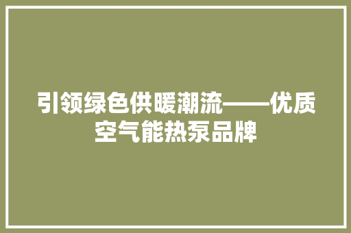 引领绿色供暖潮流——优质空气能热泵品牌 局部翻新