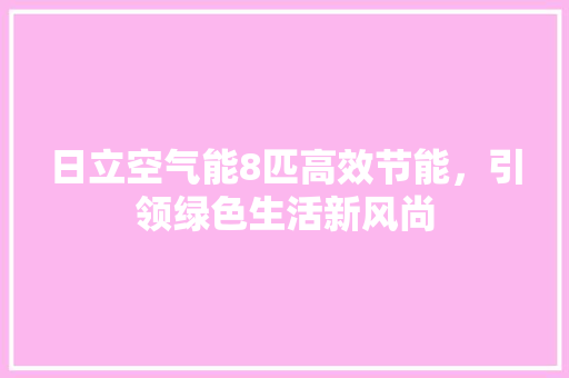 日立空气能8匹高效节能，引领绿色生活新风尚 旧房改造