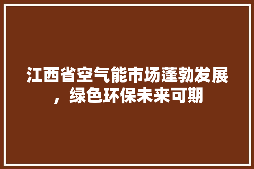 江西省空气能市场蓬勃发展，绿色环保未来可期 龙头管件