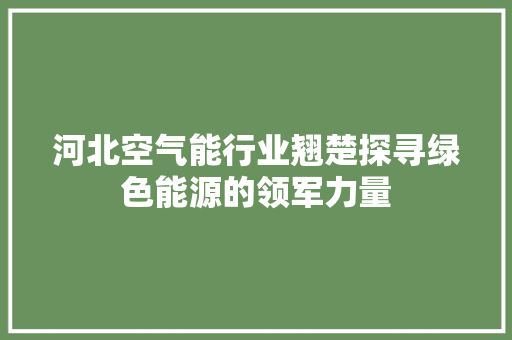 河北空气能行业翘楚探寻绿色能源的领军力量 灯具安装