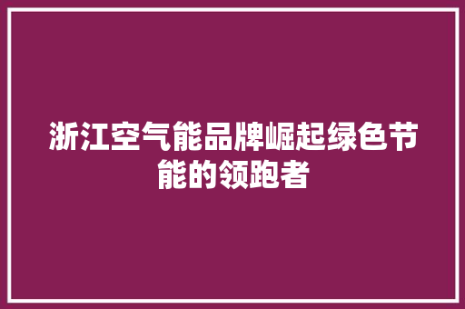 浙江空气能品牌崛起绿色节能的领跑者 清洁保养