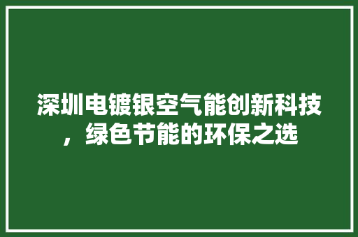 深圳电镀银空气能创新科技，绿色节能的环保之选 装修设计