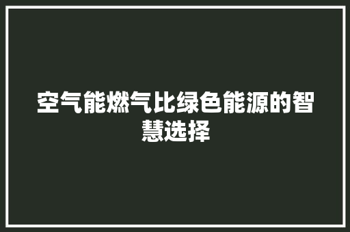 空气能燃气比绿色能源的智慧选择 清洁保养