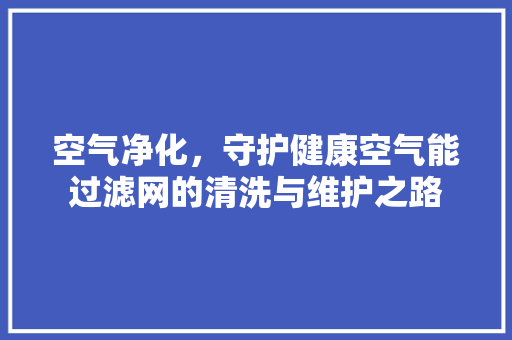 空气净化，守护健康空气能过滤网的清洗与维护之路 家电维护