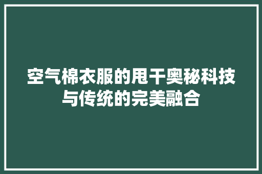 空气棉衣服的甩干奥秘科技与传统的完美融合 洁具维修