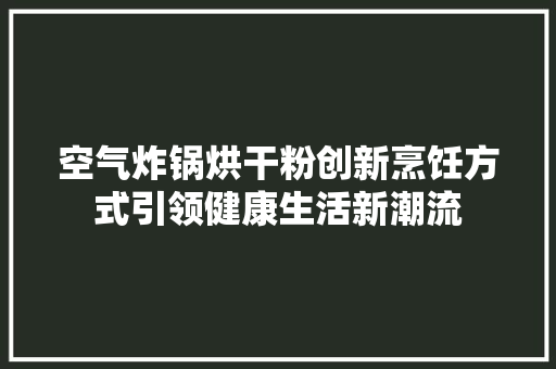 空气炸锅烘干粉创新烹饪方式引领健康生活新潮流 洗衣机