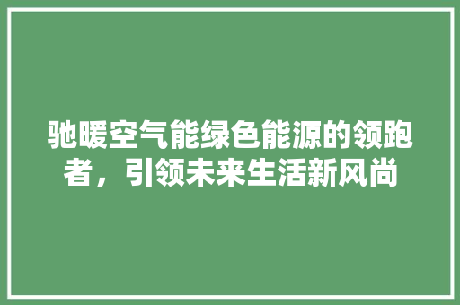 驰暖空气能绿色能源的领跑者,引领未来生活新风尚 清洁保养 驰暖空气能绿色能源的领跑者,引领未来生活新风尚 清洁保养