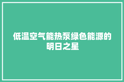 低温空气能热泵绿色能源的明日之星 局部翻新