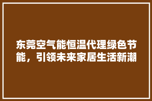东莞空气能恒温代理绿色节能，引领未来家居生活新潮流 装修设计