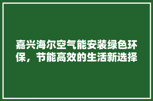 嘉兴海尔空气能安装绿色环保，节能高效的生活新选择 清洁保养