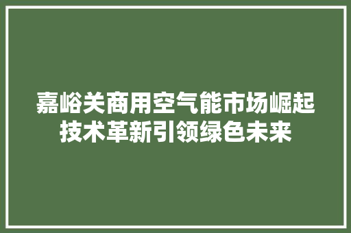 嘉峪关商用空气能市场崛起技术革新引领绿色未来 洗衣机