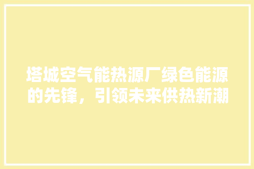 塔城空气能热源厂绿色能源的先锋，引领未来供热新潮流 龙头管件