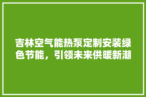 吉林空气能热泵定制安装绿色节能，引领未来供暖新潮流 局部翻新