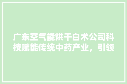 广东空气能烘干白术公司科技赋能传统中药产业，引领绿色发展新潮流 空调