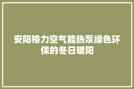 安阳格力空气能热泵绿色环保的冬日暖阳 翻新改色
