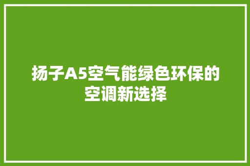 扬子A5空气能绿色环保的空调新选择 家居维修