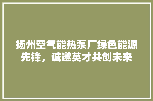 扬州空气能热泵厂绿色能源先锋，诚邀英才共创未来 洁具维修