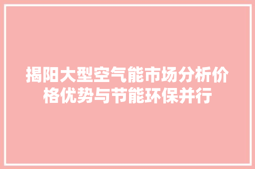 揭阳大型空气能市场分析价格优势与节能环保并行 热水器