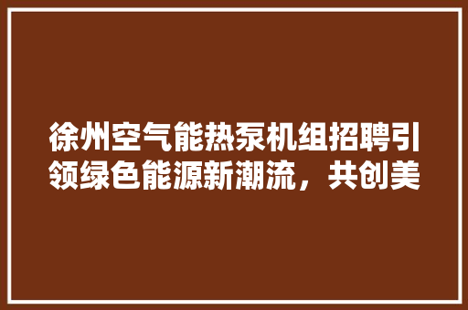 徐州空气能热泵机组招聘引领绿色能源新潮流，共创美好未来 灯具安装