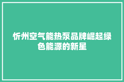 忻州空气能热泵品牌崛起绿色能源的新星 家电维护