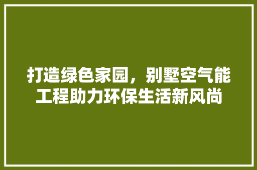 打造绿色家园，别墅空气能工程助力环保生活新风尚 翻新改色