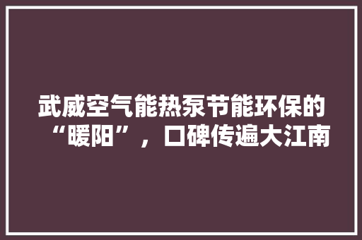 武威空气能热泵节能环保的“暖阳”，口碑传遍大江南北 洁具维修