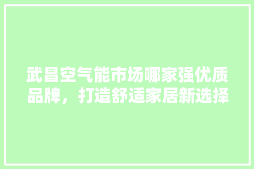 武昌空气能市场哪家强优质品牌，打造舒适家居新选择 家具修理