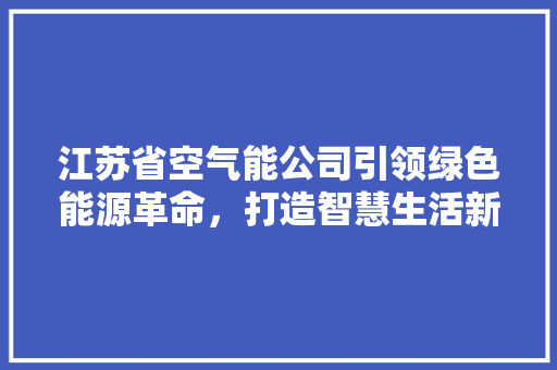 江苏省空气能公司引领绿色能源革命，打造智慧生活新篇章 热水器