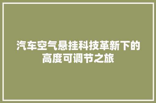 汽车空气悬挂科技革新下的高度可调节之旅 贴膜