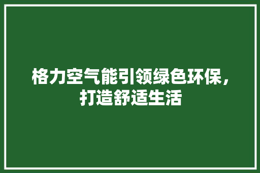 格力空气能引领绿色环保，打造舒适生活 装修设计