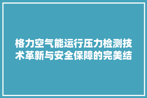 格力空气能运行压力检测技术革新与安全保障的完美结合 洗衣机