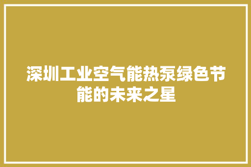 深圳工业空气能热泵绿色节能的未来之星 热水器