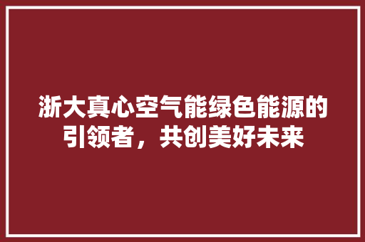 浙大真心空气能绿色能源的引领者，共创美好未来 龙头管件