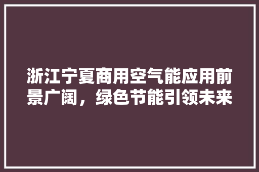 浙江宁夏商用空气能应用前景广阔，绿色节能引领未来 家具修理