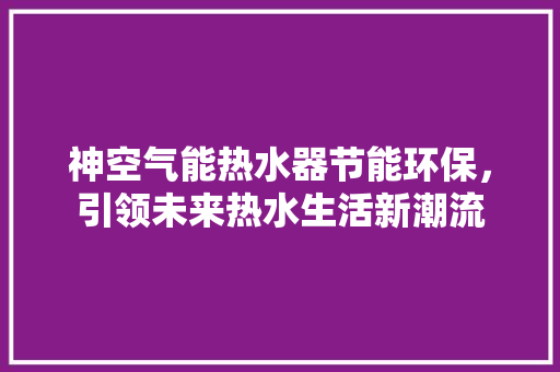 神空气能热水器节能环保，引领未来热水生活新潮流 家居维修