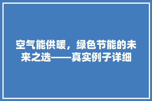 空气能供暖，绿色节能的未来之选——真实例子详细 热水器